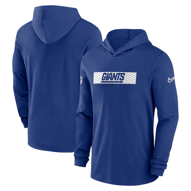 Men's New York Giants Blue Sideline Performance Hoodie